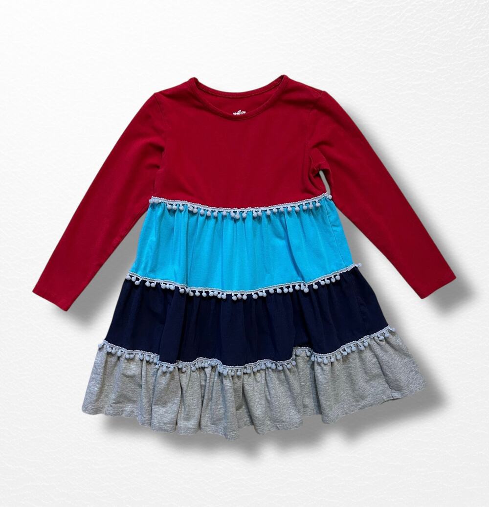 Lucky & Me Tiered Pom Pom Dress, Size 4/5